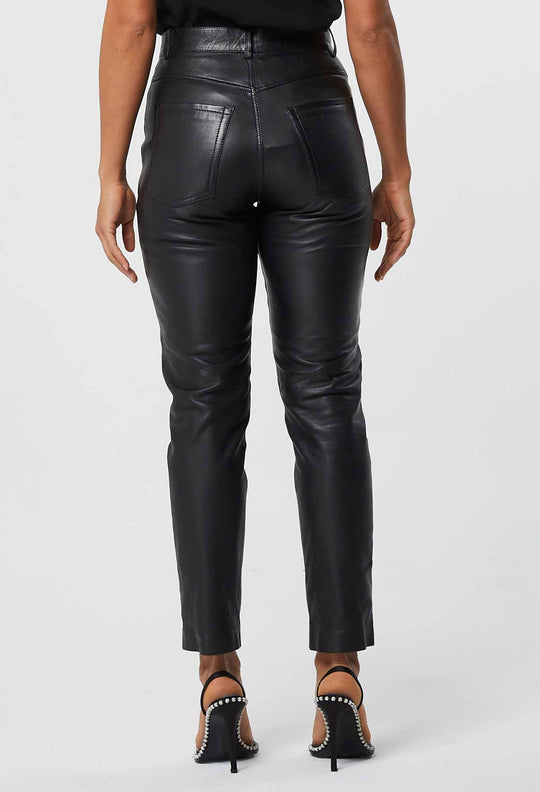 Once Was Milton Leather Boyfriend Jean Black