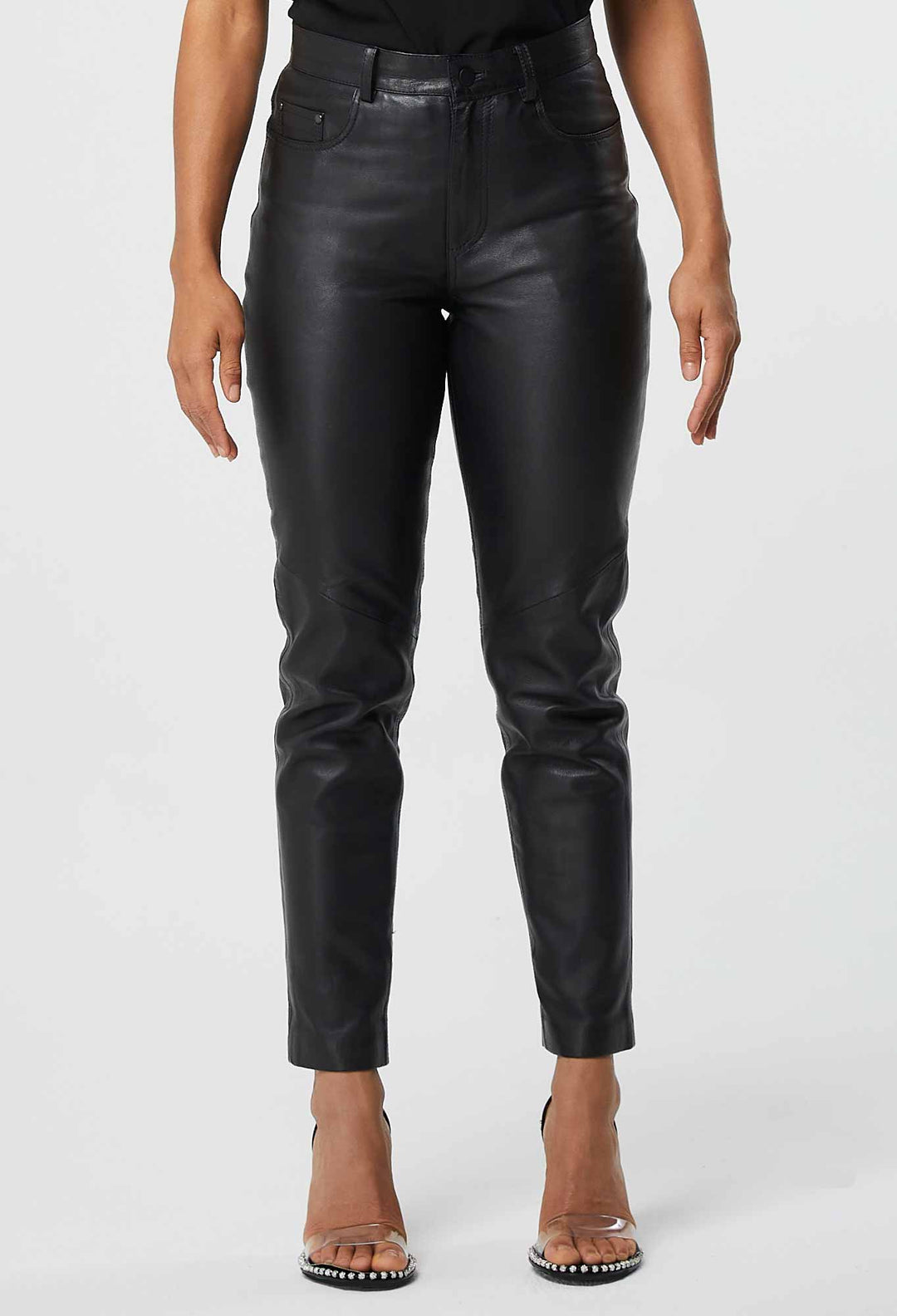 Once Was Milton Leather Boyfriend Jean Black