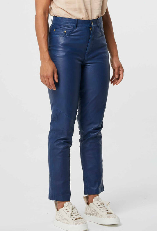 Once Was Milton Leather Boyfriend Jean Washed Indigo