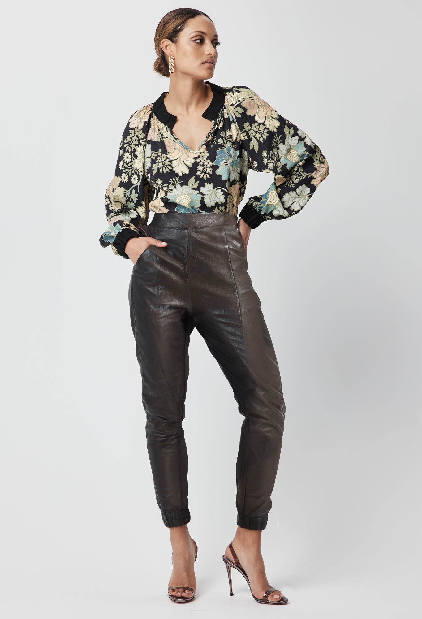 Farrah Leather Pant in Chocolate