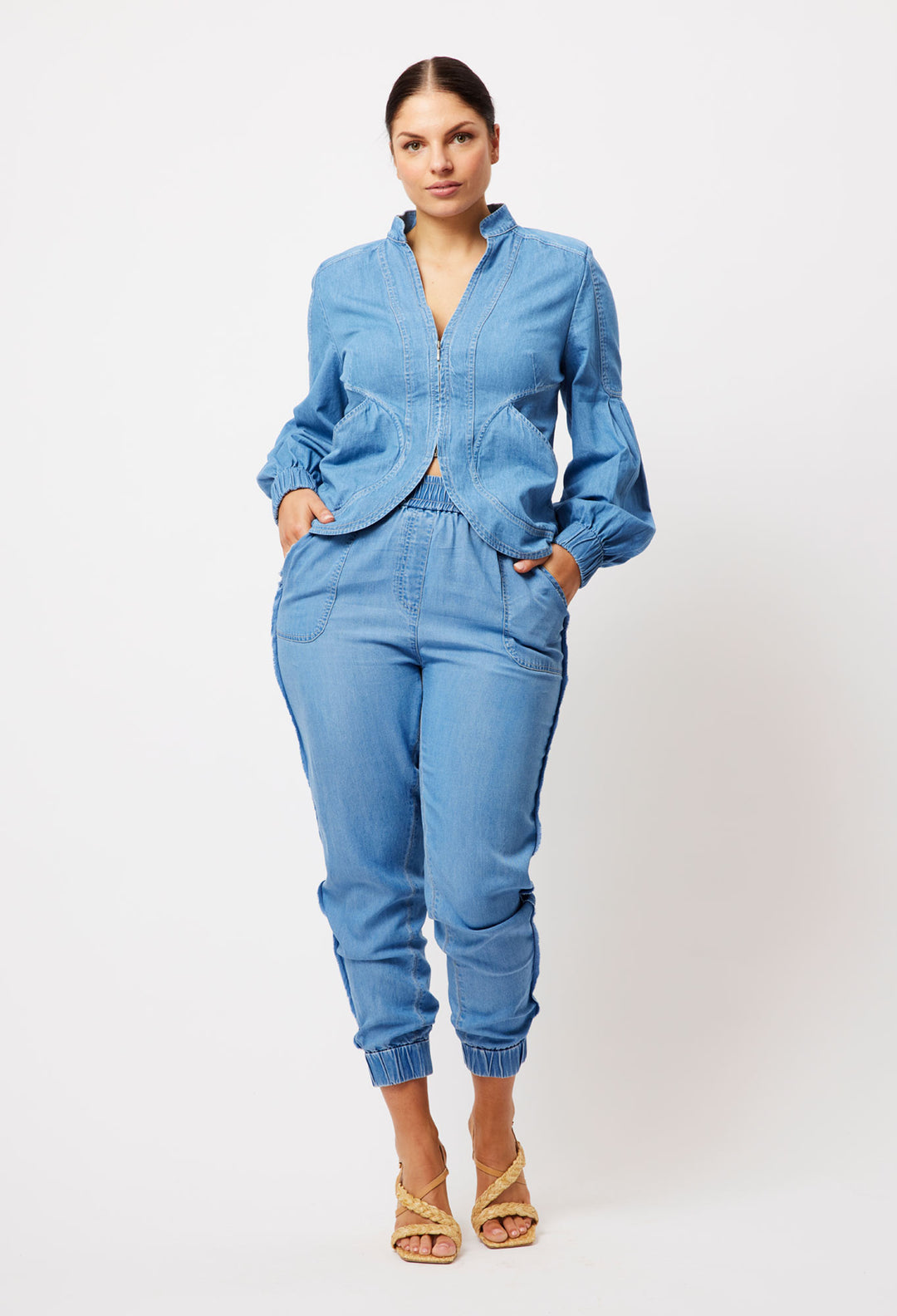 OnceWas Jolie Tencel Joggers in Denim