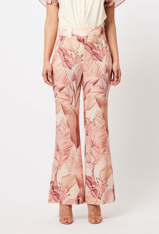 OnceWas Estelle Linen Pant in Sunset Paradise