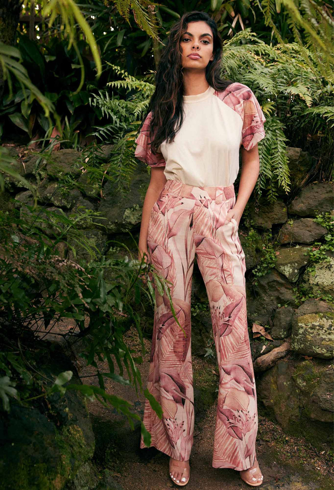 OnceWas Estelle Linen Pant in Sunset Paradise