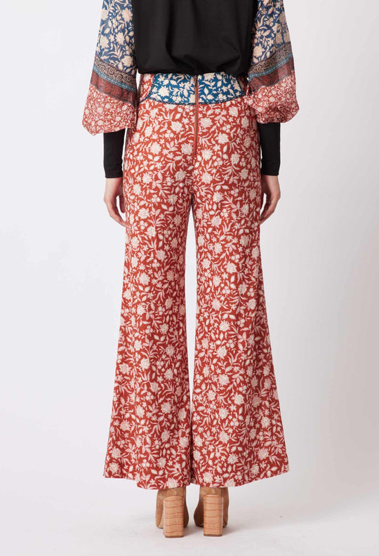 OnceWas Harmony Linen Pant in Loom Flower