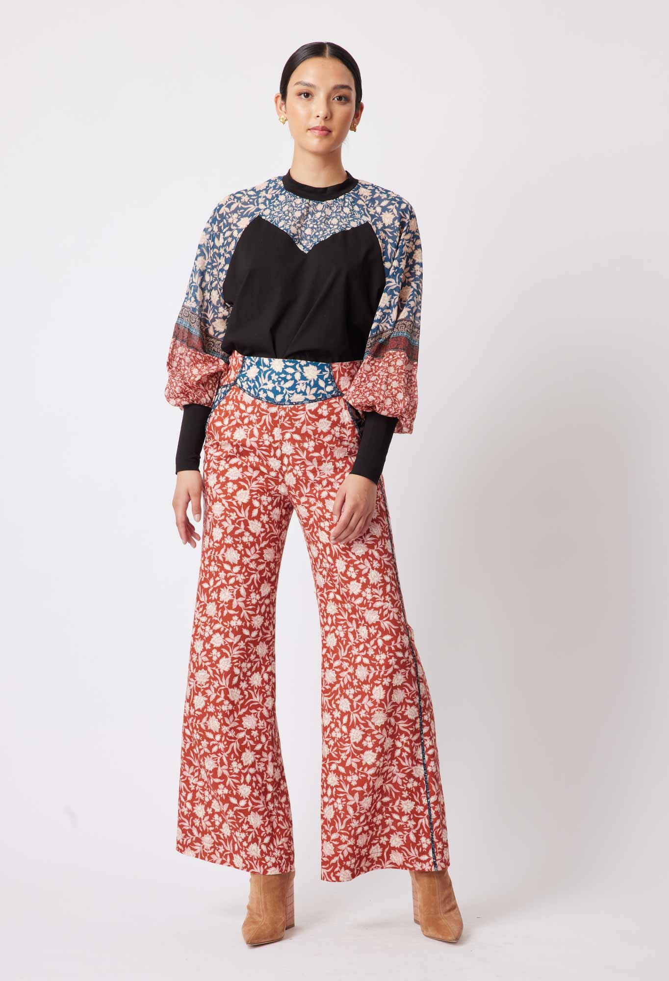 OnceWas Harmony Linen Pant in Loom Flower