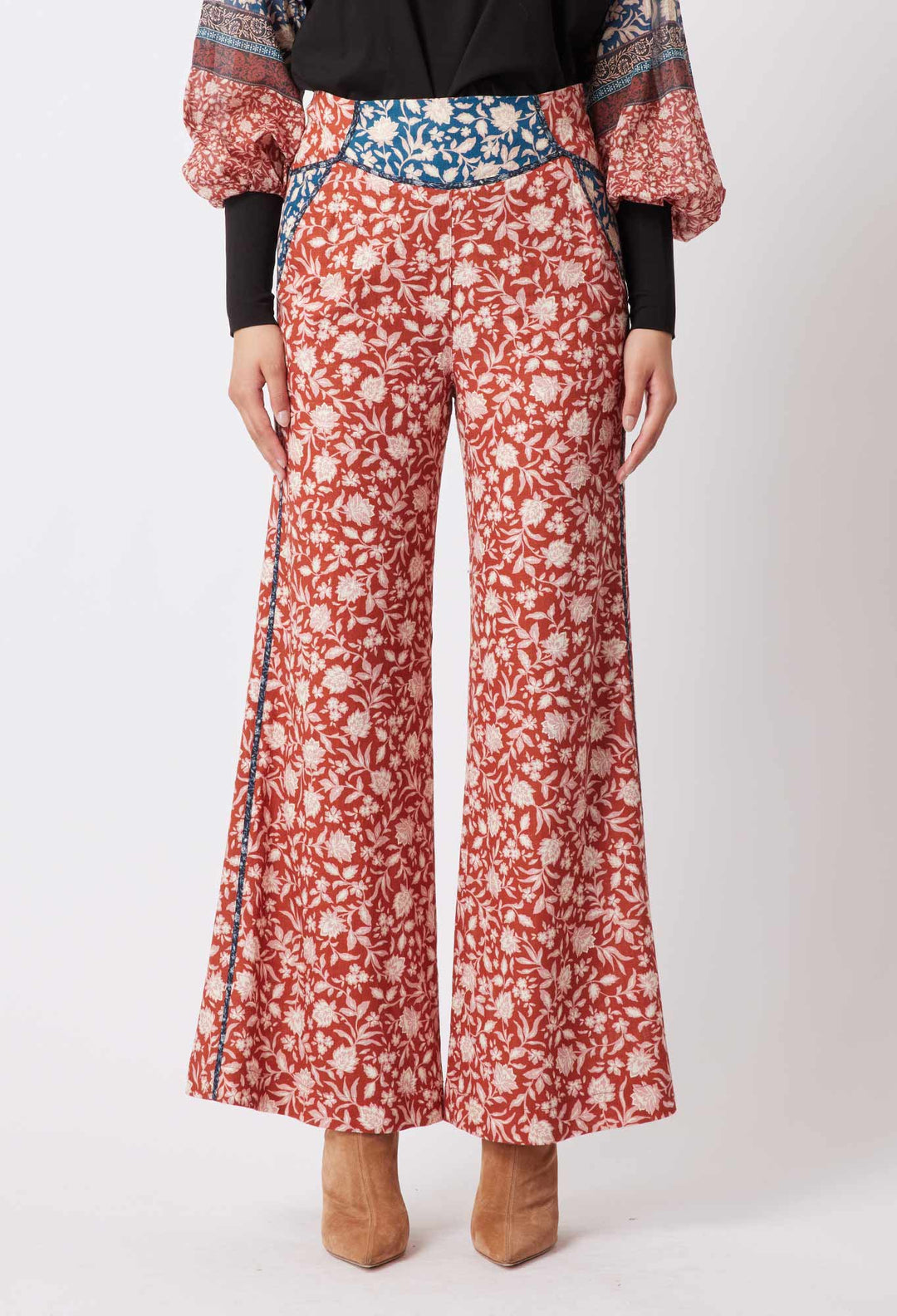 OnceWas Harmony Linen Pant in Loom Flower