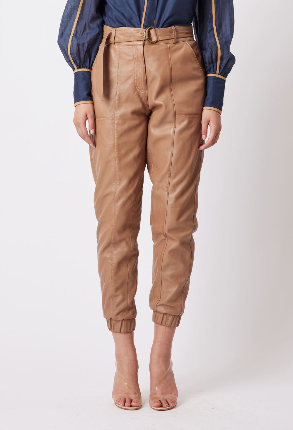 OnceWas Tallitha Leather Pant in Husk