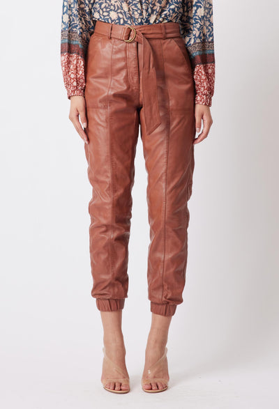 OnceWas Tallitha Leather Pant in Rust