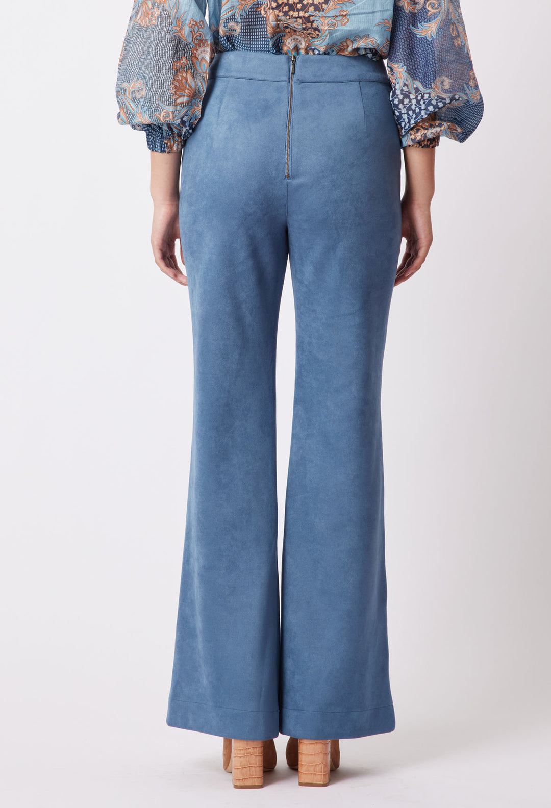 OnceWas Getty Suede Pant in Chambray