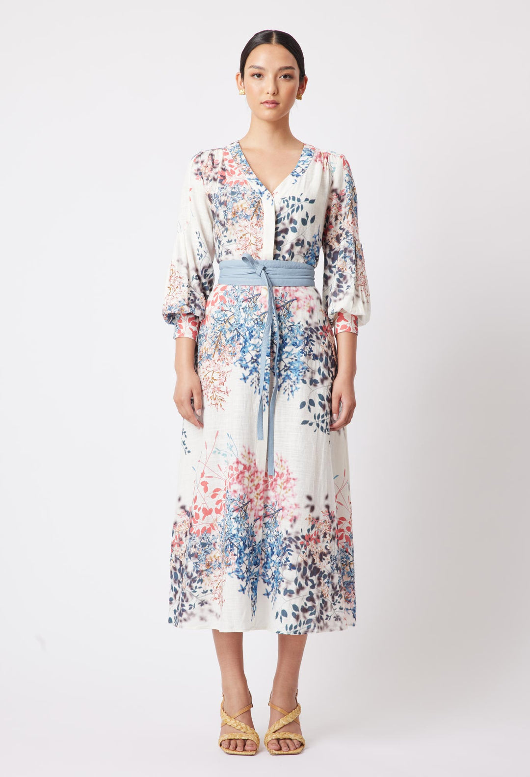 OnceWas Milton Leather Belt in Chambray