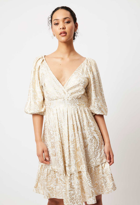 OnceWas Moana Linen Dress in Gilded Arcadia