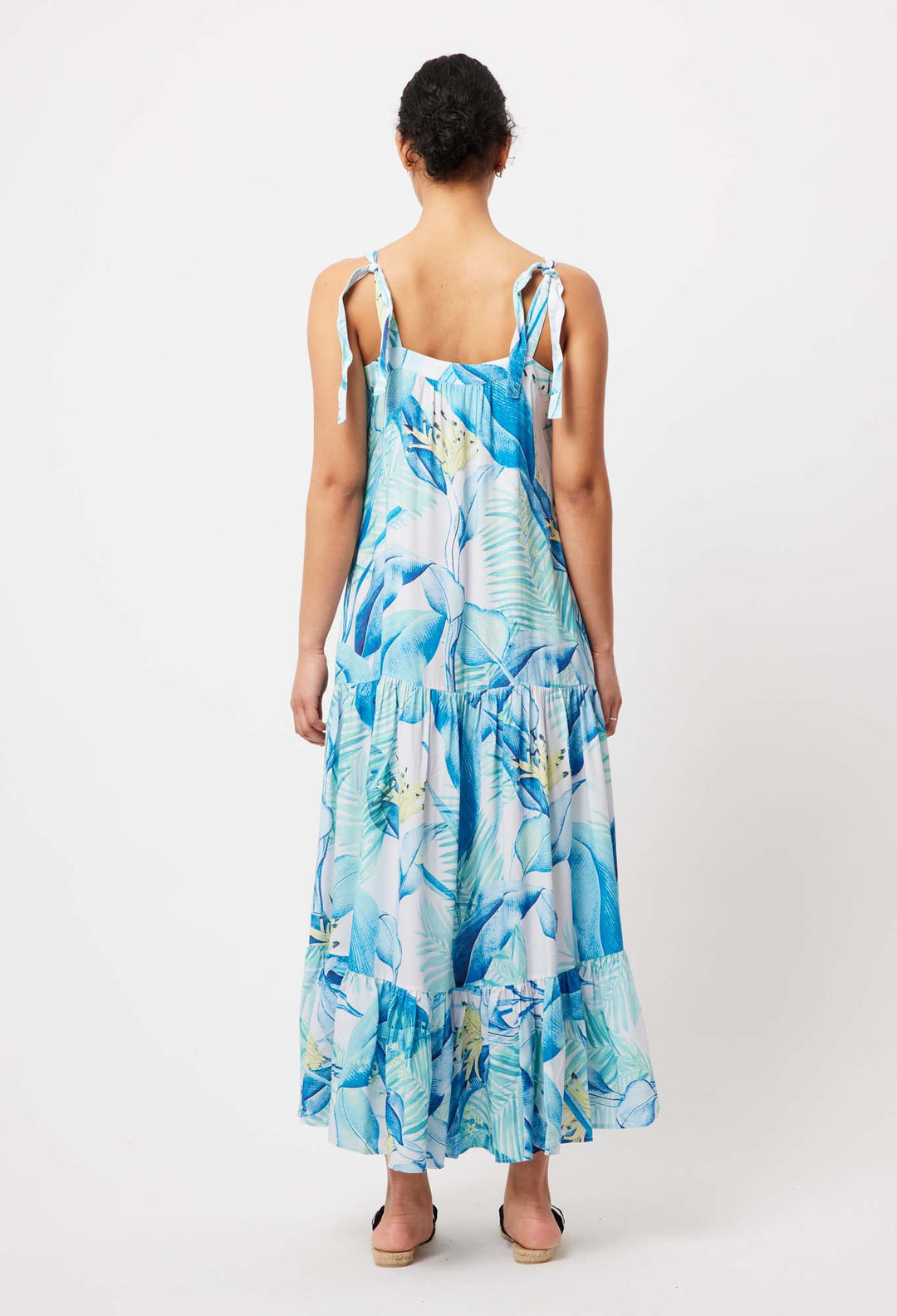 OnceWas Maya Linen/Viscose Dress in Azure Paradise