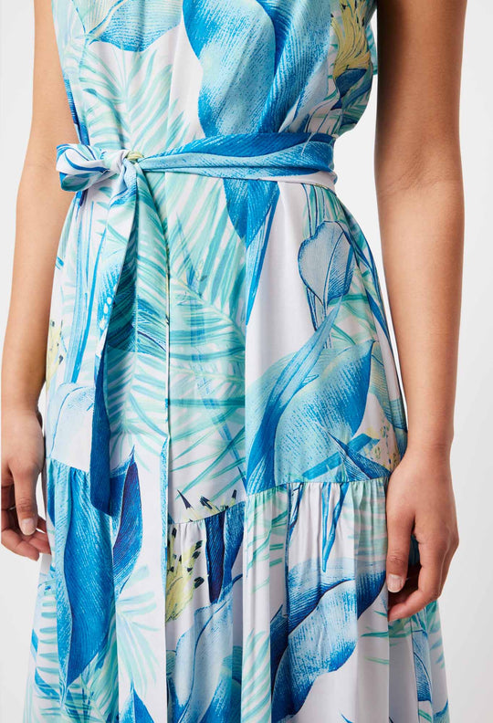 OnceWas Maya Linen/Viscose Dress in Azure Paradise