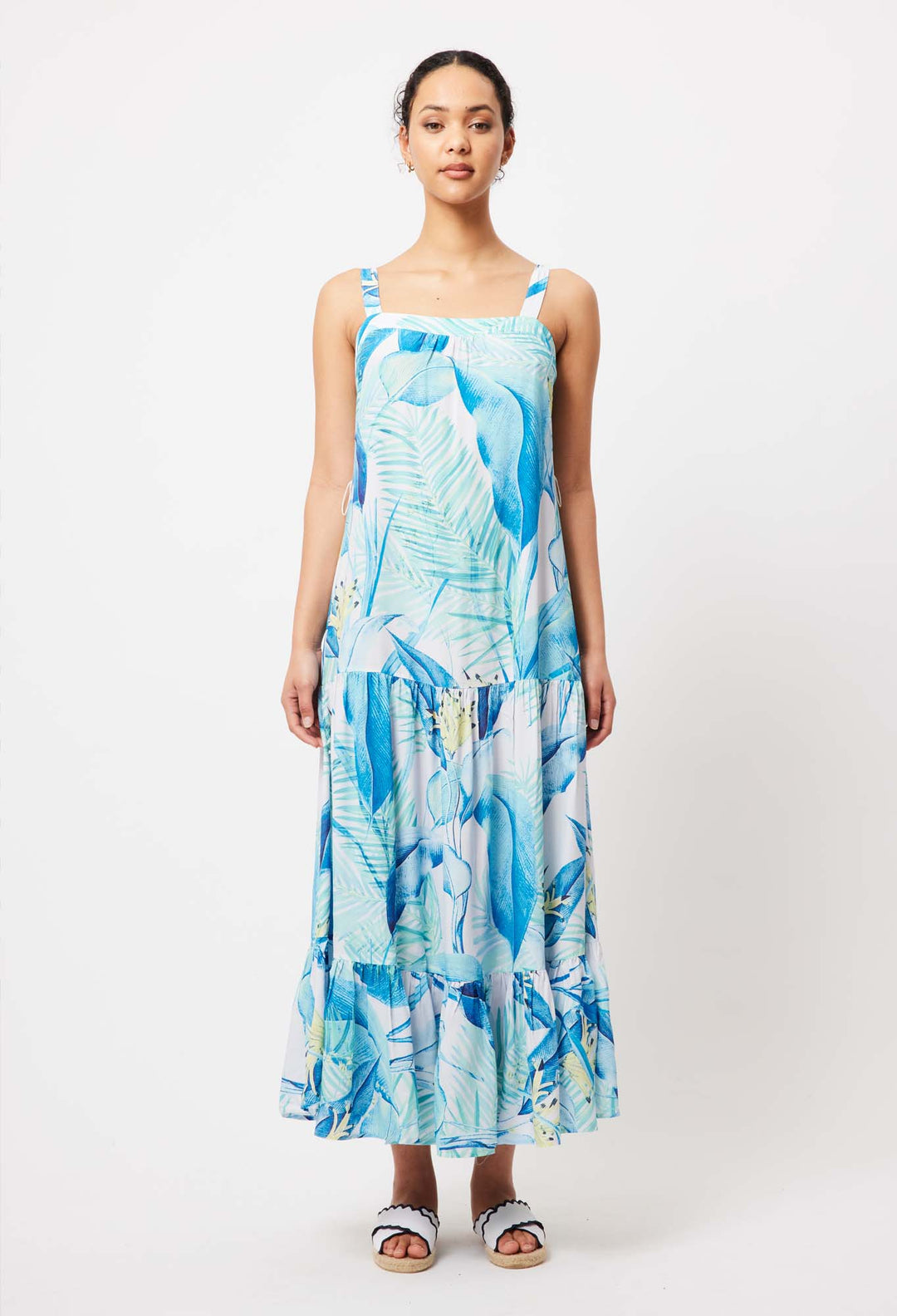 OnceWas Maya Linen/Viscose Dress in Azure Paradise