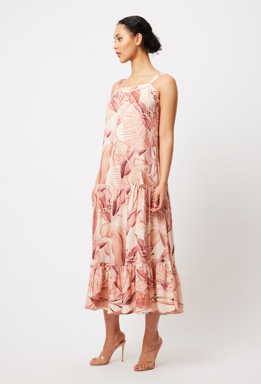 OnceWas Maya Linen Dress in Sunset Paradise