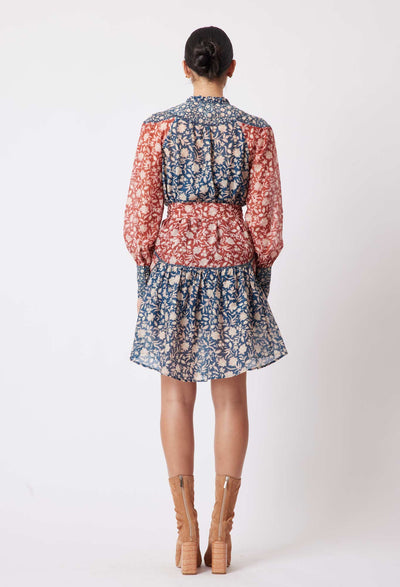 OnceWas Serena Cotton/Silk Dress in Loom Flower