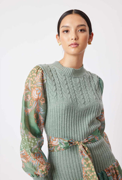 OnceWas Florence Knit Dress in Celadon