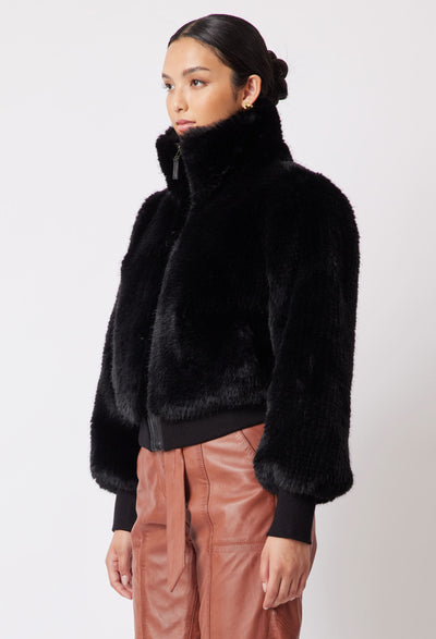 OnceWas Tallitha Faux Fur Jacket in Black