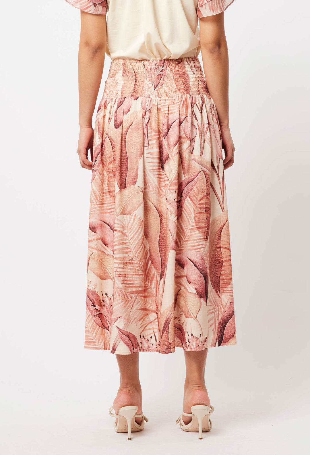 OnceWas Isla Linen Skirt in Sunset Paradise