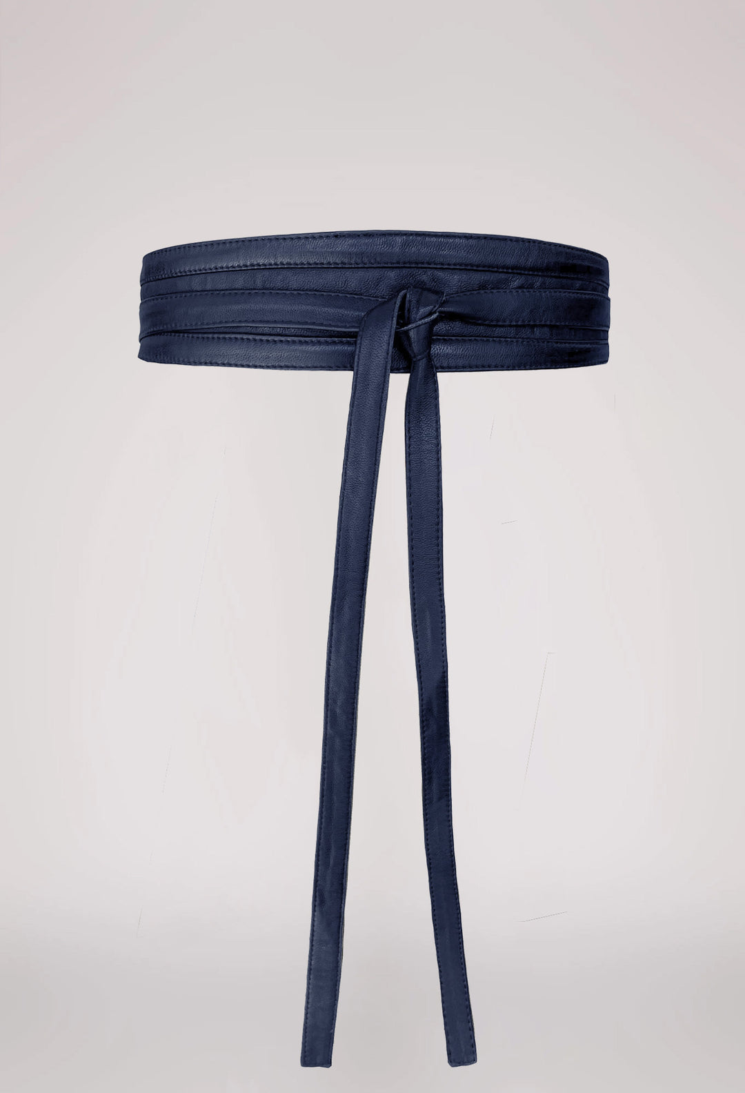 OnceWas Milton Leather Belt in Navy